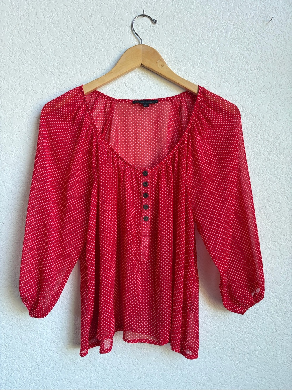 Lucca Couture Red Polka Dot Button-Front Blouse